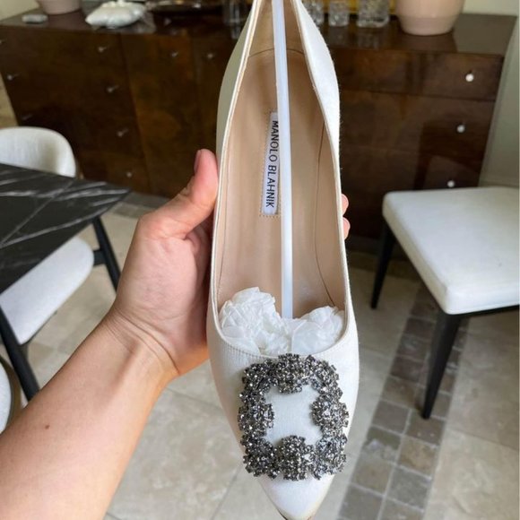 Manolo Blahnik Heels pumps shoes wedding satin Size 38 - Picture 7 of 10